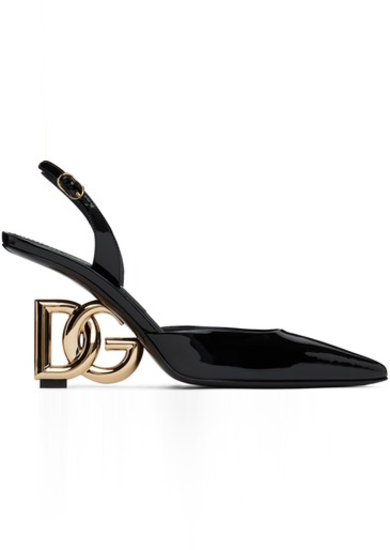 Dolce & Gabbana Black Patent Leather Slingback Heels