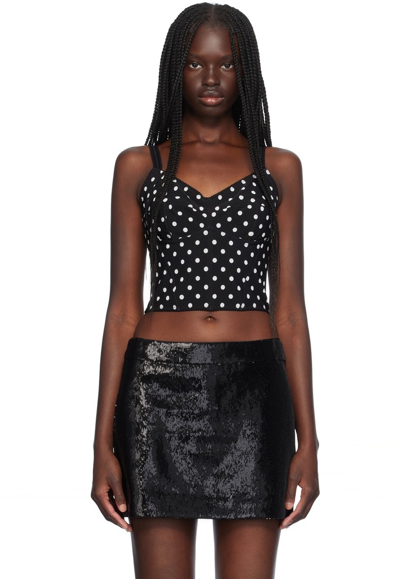 Dolce & Gabbana Black Polka Dot Marquisette Top