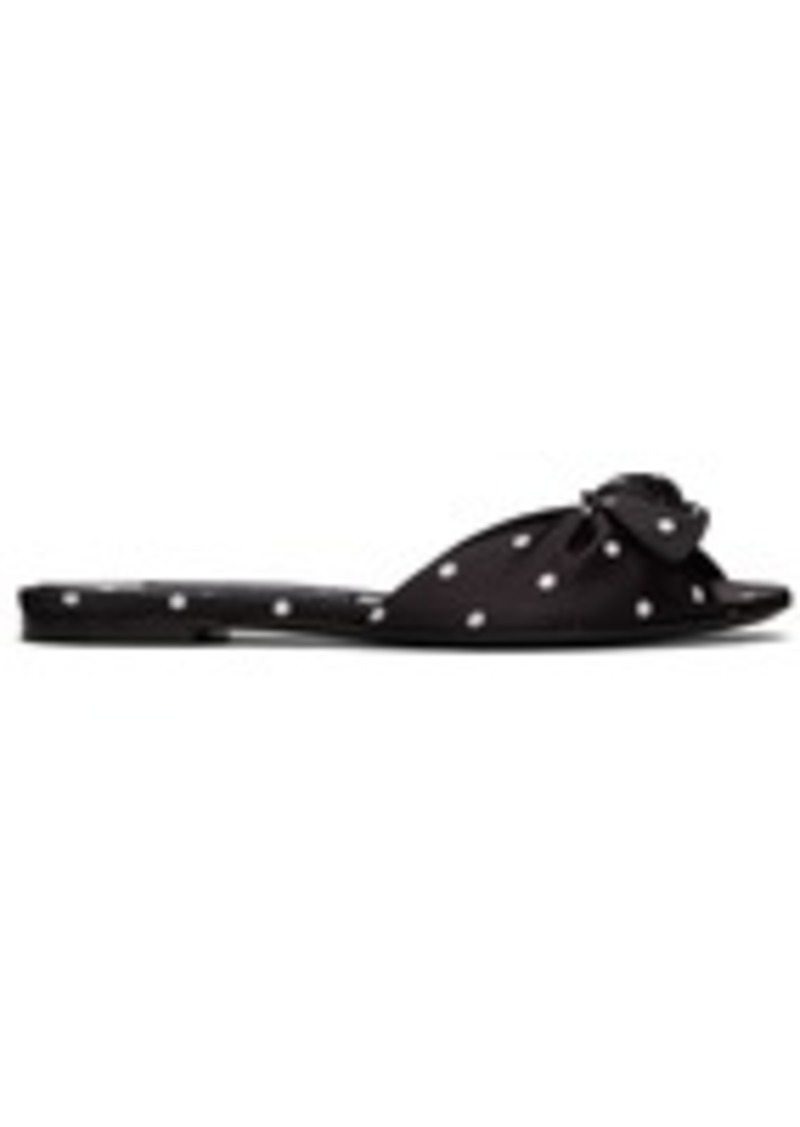 Dolce & Gabbana Black Printed Satin Flat Sandals