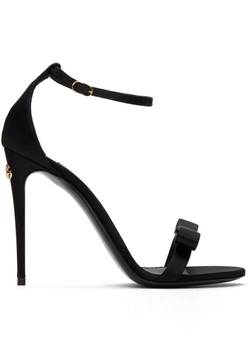 Dolce & Gabbana Black Satin Bow Heeled Sandals