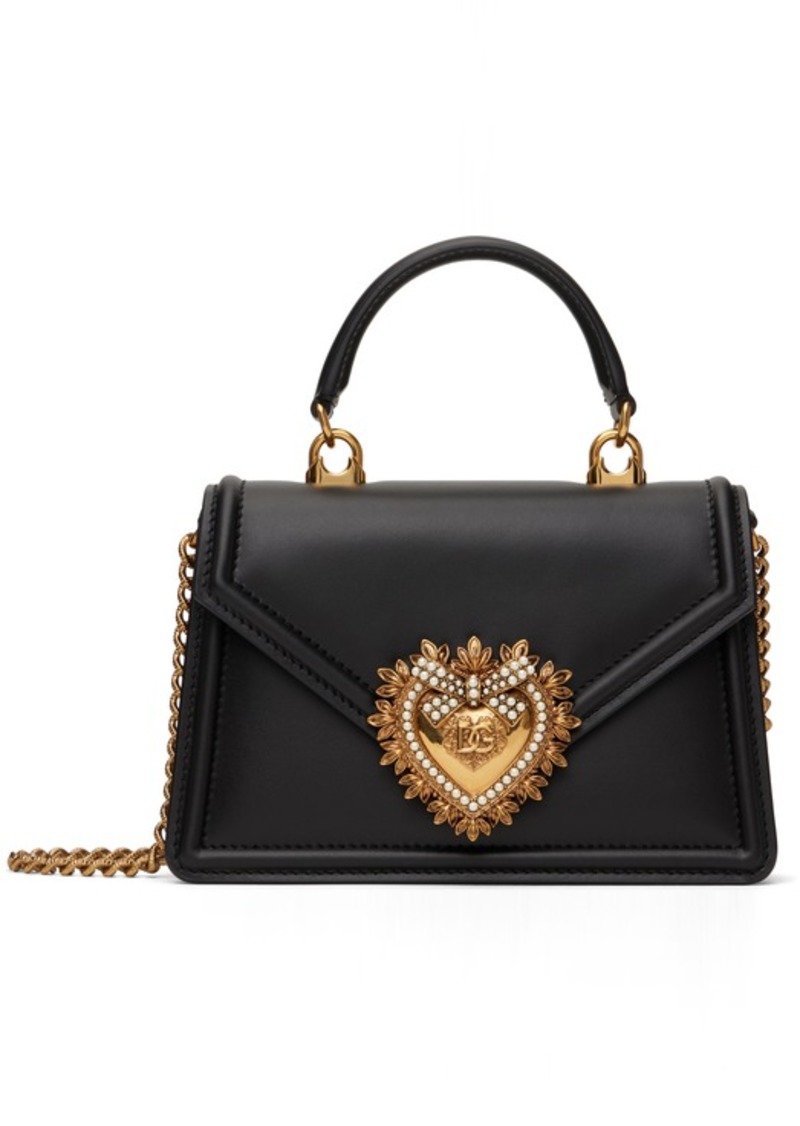 Dolce & Gabbana Black Small Smooth Calfskin Devotion Bag