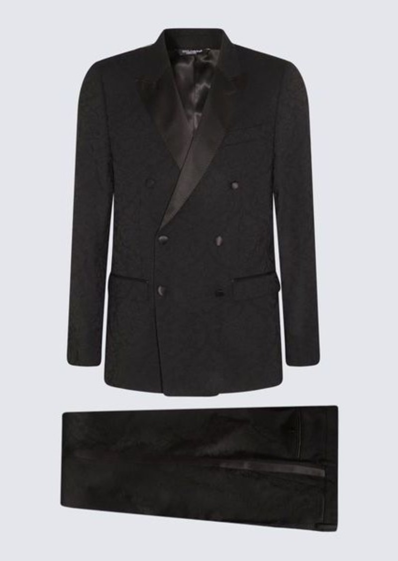 DOLCE & GABBANA BLACK WOOL AND SILK BLEND TWO PIECE SUIT