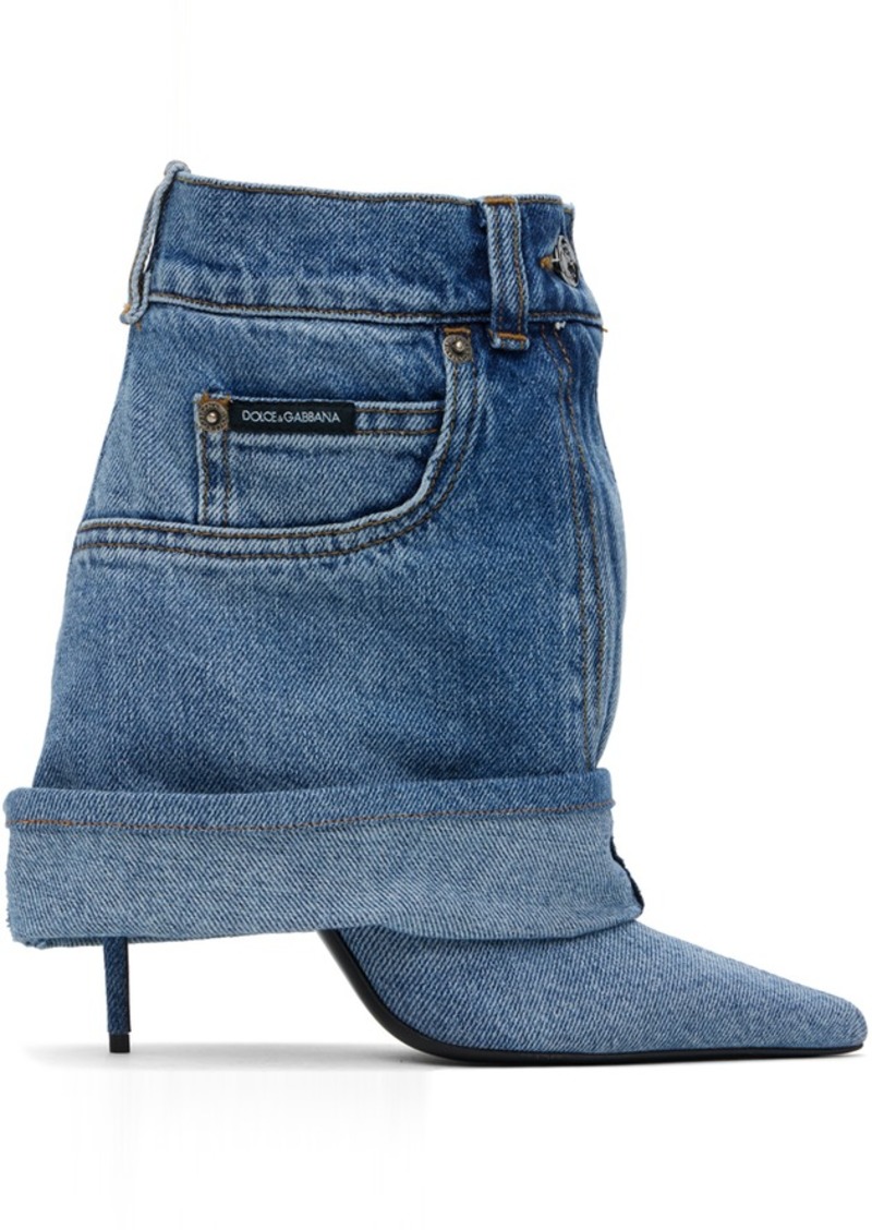 Dolce & Gabbana Blue Patchwork Denim Boots