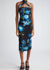 Dolce & Gabbana Bluebell Floral Cutout Charmeuse Sheath Dress