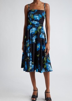 Dolce & Gabbana Bluebell Floral Print Charmeuse A-Line Dress