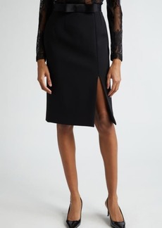 Dolce & Gabbana Bow Waist Wool Blend Pencil Skirt