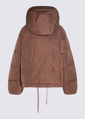 DOLCE & GABBANA BROWN PUFFER LOGO DOWN JACKET