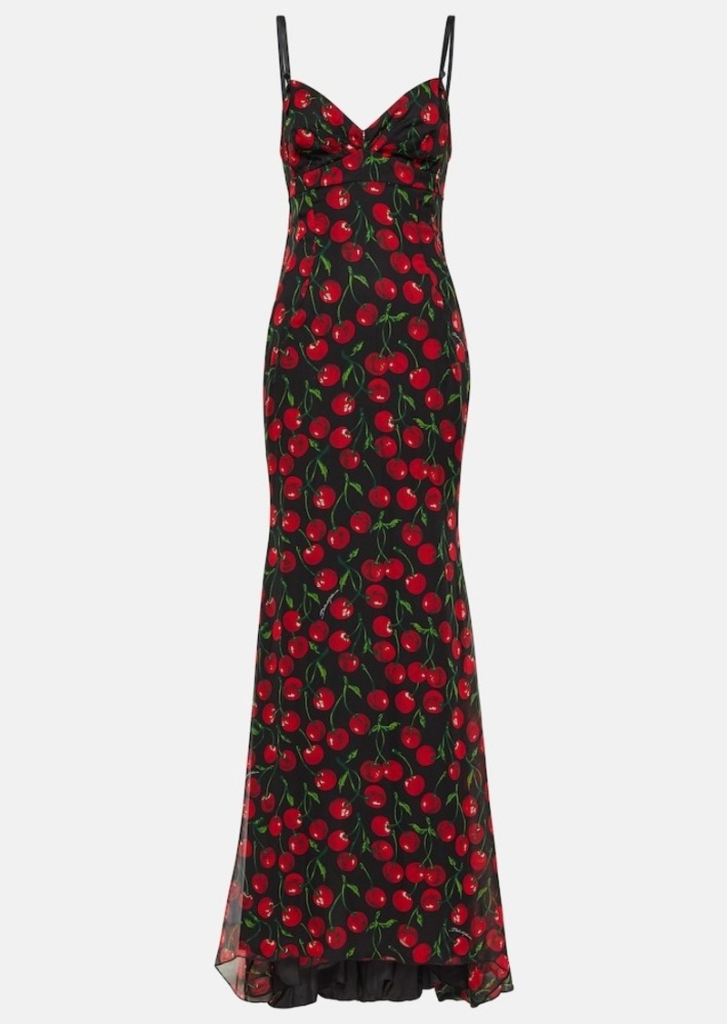 Dolce & Gabbana Cherry printed silk chiffon gown