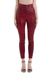 Dolce & Gabbana Coated Leopard Print Skinny Jeans in Nero/Rosso at Nordstrom