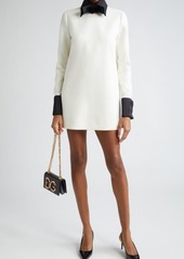 Dolce & Gabbana Contrast Trim Long Sleeve Wool Blend Shift Dress