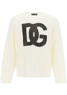 Dolce & gabbana crewneck pullover with jacquard logo