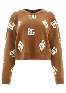DOLCE & GABBANA Cropped wool sweater with DG inlay