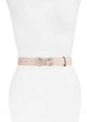 Dolce & Gabbana Crystal Buckle Leather Belt in Rosa Tenue at Nordstrom