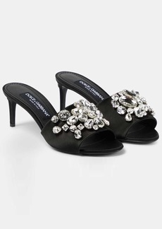 Dolce & Gabbana Crystal-embellished satin mules