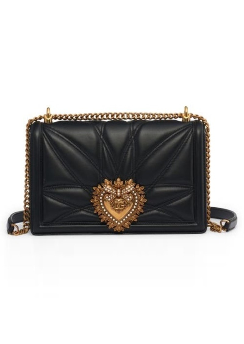 Dolce & Gabbana Devotion Logo Heart Lambskin Crossbody Bag