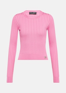 Dolce & Gabbana DG ribbed-knit silk cropped sweater