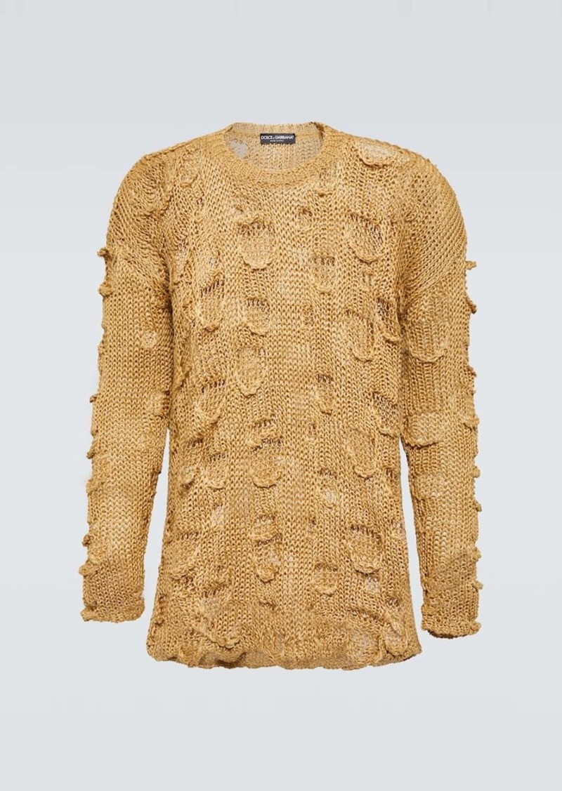 Dolce & Gabbana Re-Edition distressed silk and linen sweater