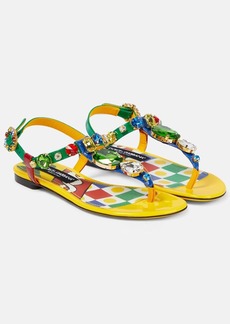 Dolce & Gabbana Embellished patent leather thong sandals