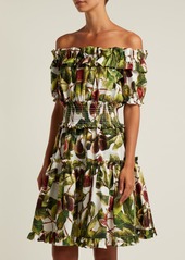 Dolce & Gabbana Dolce & Gabbana Fig-print off-the-shoulder cotton dress |  Dresses