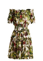 Dolce & Gabbana Dolce & Gabbana Fig-print off-the-shoulder cotton dress |  Dresses