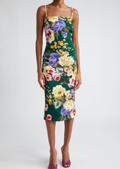 Dolce & Gabbana Floral Print Charmeuse Sheath Dress