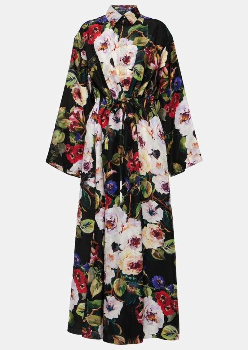 Dolce & Gabbana Floral silk satin shirt dress