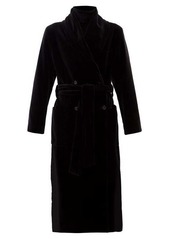 Dolce & Gabbana Gathered-collar waist-sash cotton-velvet coat