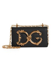 Dolce & Gabbana Girls Logo Leather Phone Crossbody Bag