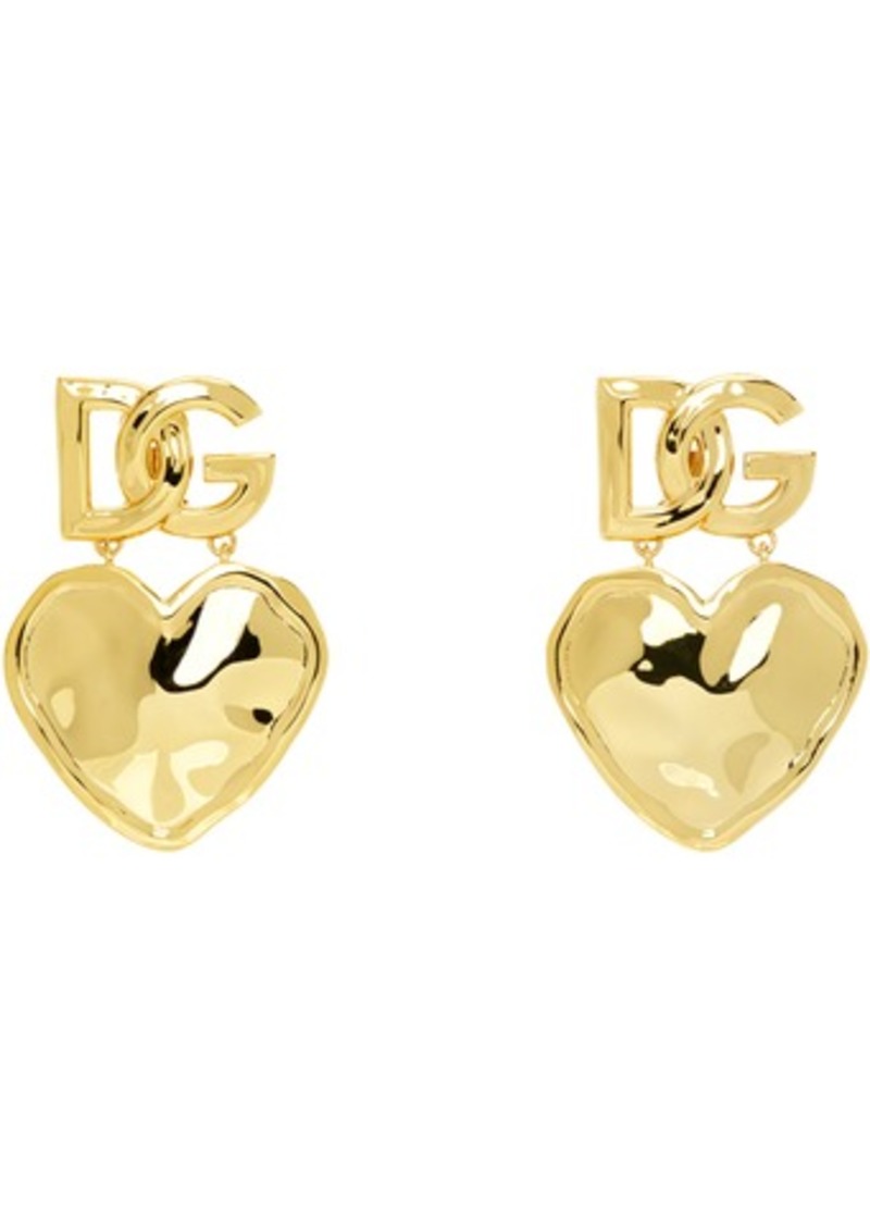 Dolce & Gabbana Gold Drop Hearts & 'DG' Logo Earrings