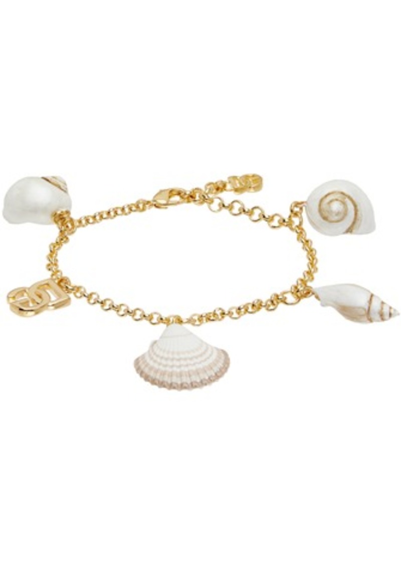 Dolce & Gabbana Gold Shell Charm & DG Logo Bracelet