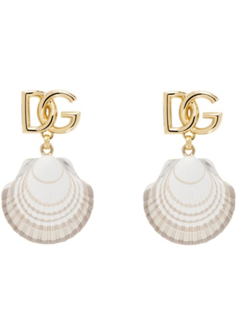 Dolce & Gabbana Gold Shell Charm & 'DG' Logo Earrings