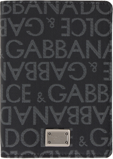 Dolce & Gabbana Gray Coated Jacquard Passport Holder