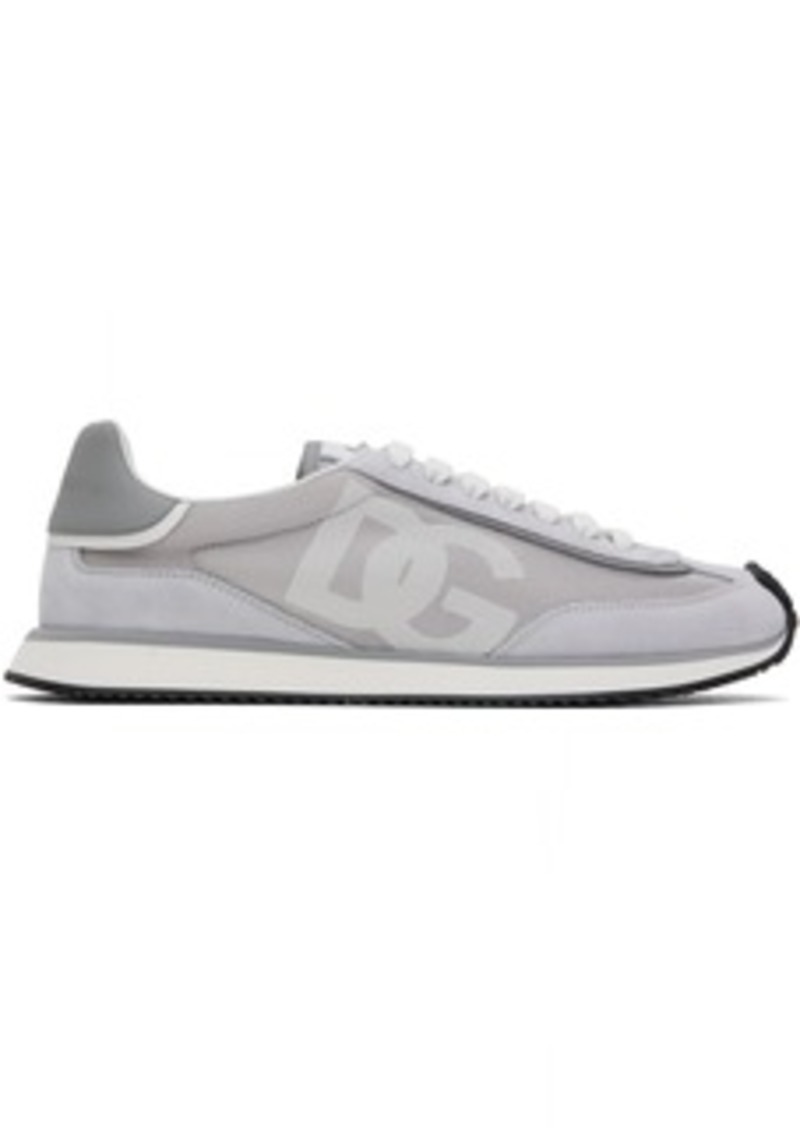 Dolce & Gabbana Gray Mixed-Material 'DG' Cushion Sneakers