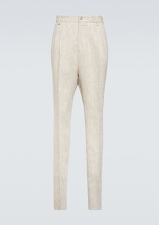 Dolce & Gabbana High-rise slim linen pants