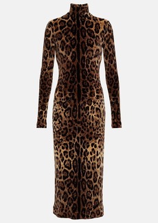 Dolce & Gabbana Jacquard leopard-print midi dress