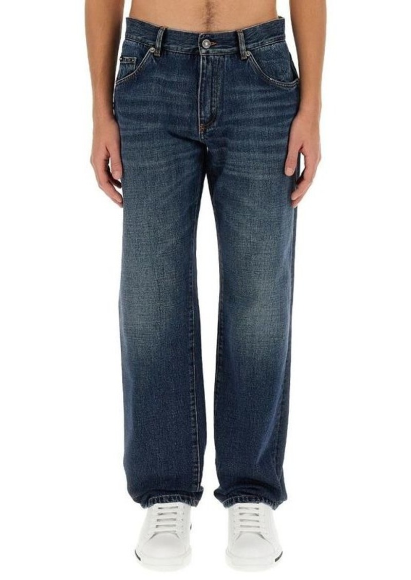 DOLCE & GABBANA JEANS WITH LOGO PLAQUE