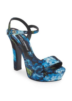 Dolce & Gabbana Keira Floral Ankle Strap Platform Sandal