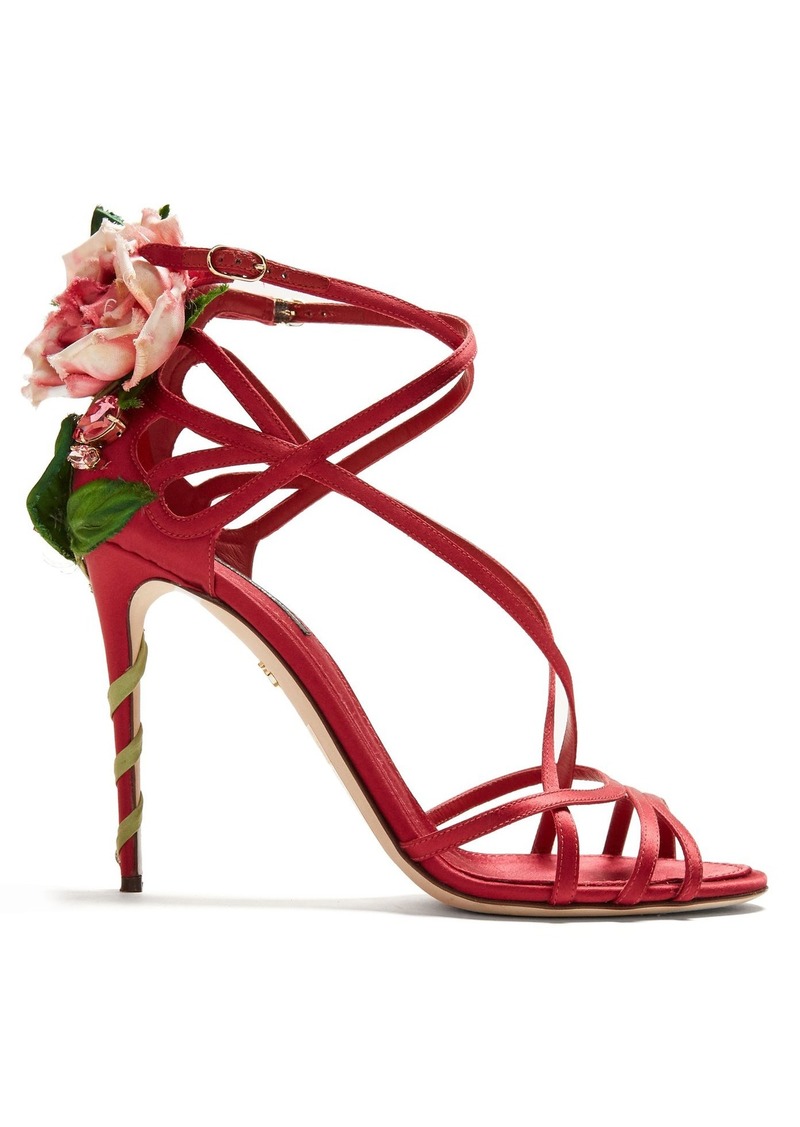 Dolce & Gabbana Dolce & Gabbana Keira rose-applique satin stiletto sandals  | Shoes