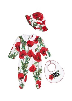 Dolce & Gabbana Kids Baby cotton onesie, bib, and hat set