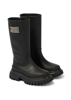 Dolce & Gabbana Kids Leather-trimmed knee-high boots