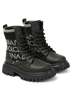 Dolce & Gabbana Kids Logo leather combat boots