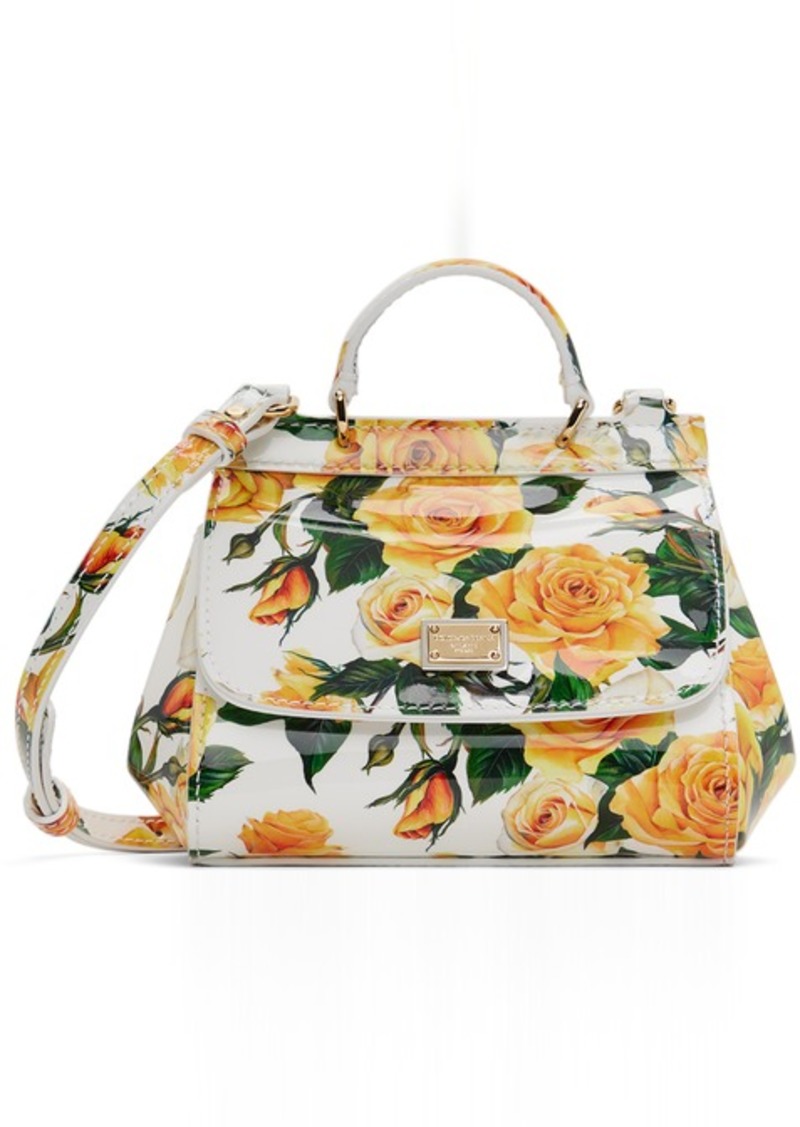 Dolce & Gabbana Kids White & Yellow Floral Print Mini Sicily Bag