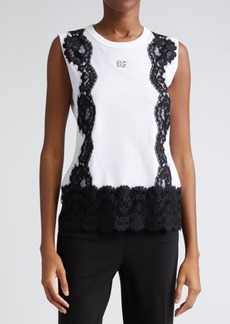 Dolce & Gabbana Lace Detail Sleeveless T-Shirt
