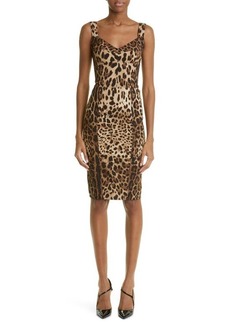Dolce & Gabbana Leopard Print Cady Bustier Dress