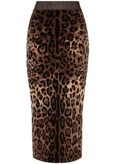 DOLCE & GABBANA Leopard print chenille midi skirt
