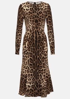 Dolce & Gabbana Leopard-print jersey midi dress