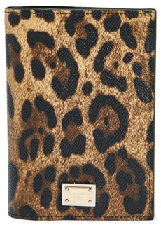 Dolce & Gabbana Leopard Print Leather Passport Wallet