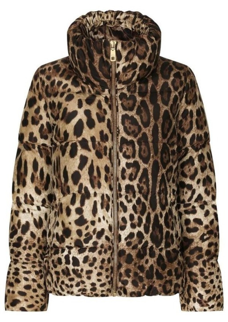 DOLCE & GABBANA Leopard print nylon down jacket