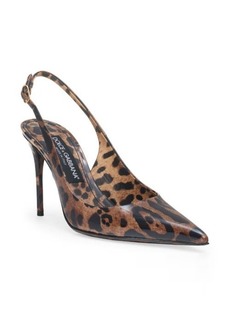 Dolce & Gabbana Leopard Print Pointed Toe Slingback Pump