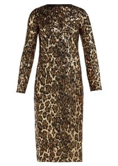 Dolce & Gabbana Leopard-print sequinned midi dress